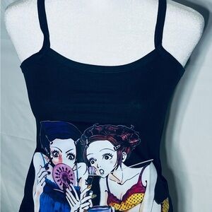 Chic Black Graphic Tank Top